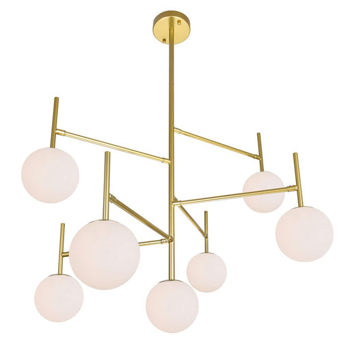 CWI Tourch 7 Light Down Chandelier, Medallion Gold/Frosted