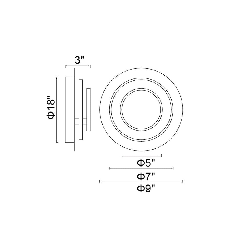 CWI Lighting Private I Circle 9" Wall Sconce, Matte Black