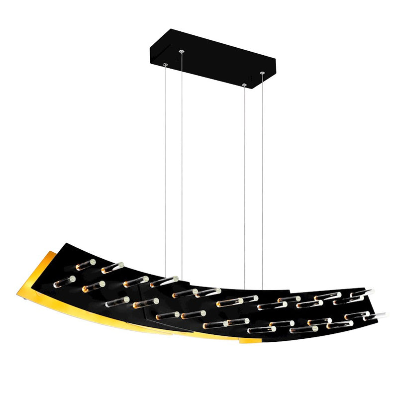 CWI Lighting Gondola Chandelier, Black/Satin Gold