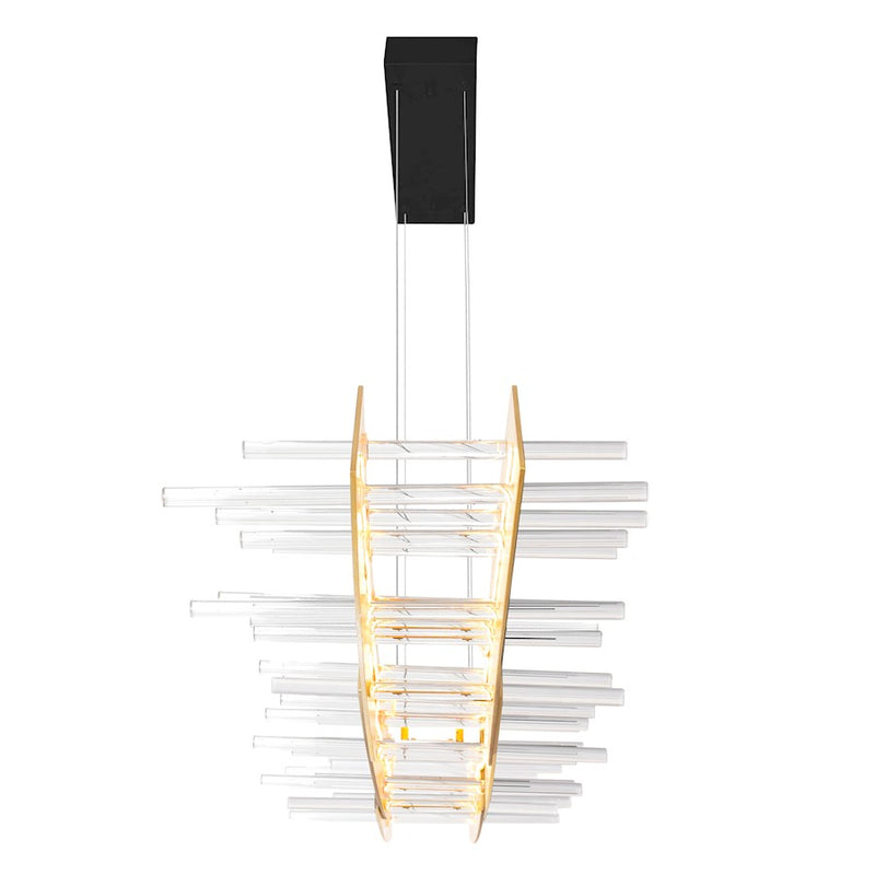 CWI Lighting Gondola Chandelier, Black/Satin Gold