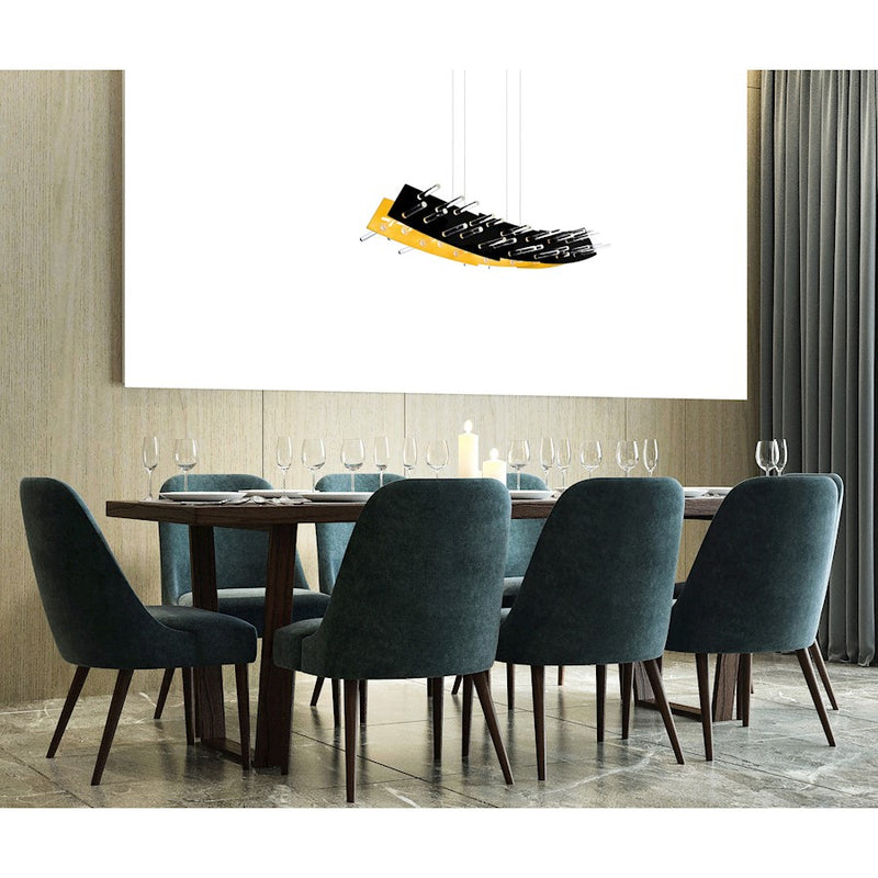 CWI Lighting Gondola Chandelier, Black/Satin Gold