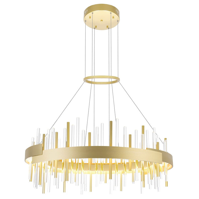 CWI Lighting Millipede 32" Chandelier, Satin Gold