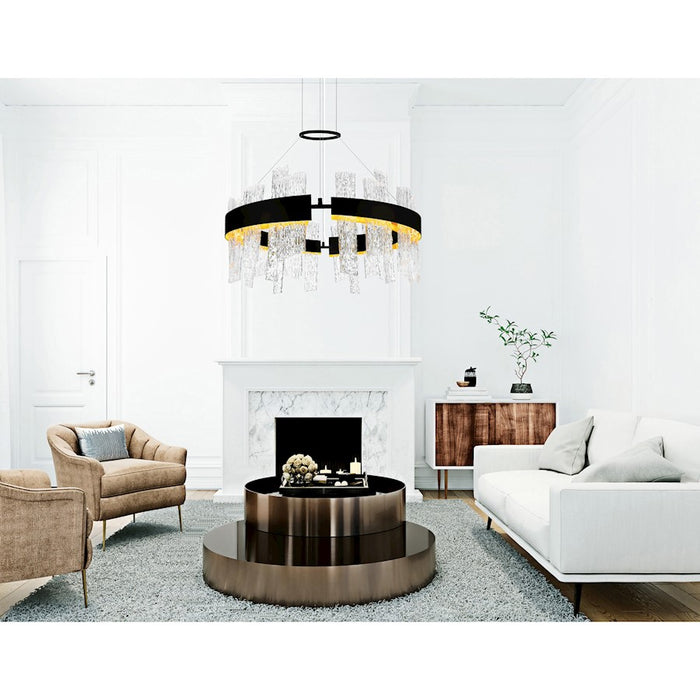 CWI Lighting Guadiana 24" Chandelier, Black/Satin Gold/Clear