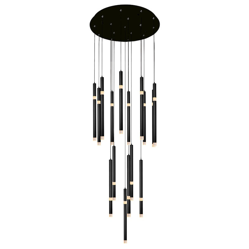 CWI Lighting Flute 24" Chandelier, Black