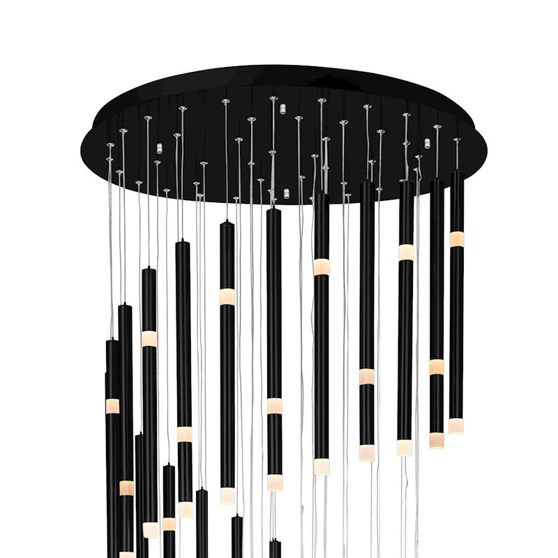 CWI Lighting Flute 30" Chandelier, Black