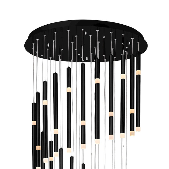 CWI Lighting Flute 30" Chandelier, Black