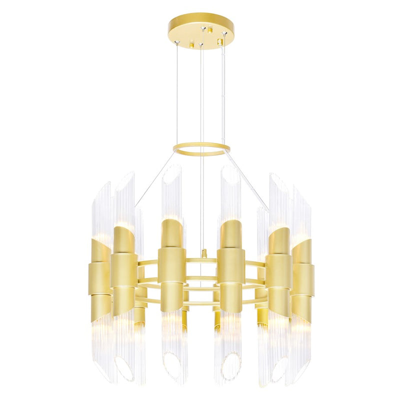 CWI Lighting Croissant 24 Light Chandelier, Satin Gold/Clear