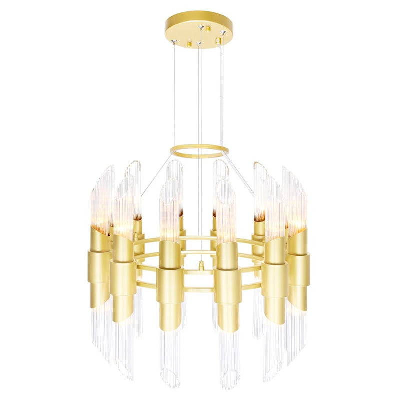CWI Lighting Croissant 24 Light Chandelier, Satin Gold/Clear