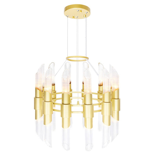 CWI Lighting Croissant 24 Light Chandelier, Satin Gold/Clear