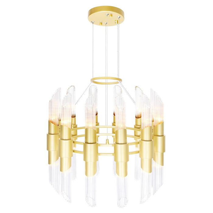 CWI Lighting Croissant 24 Light Chandelier, Satin Gold/Clear
