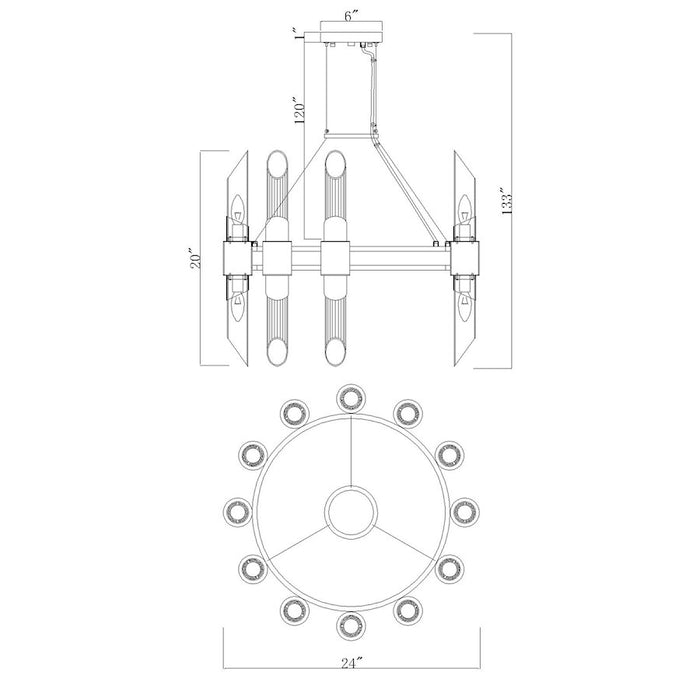 CWI Lighting Croissant 24 Light Chandelier, Satin Gold/Clear