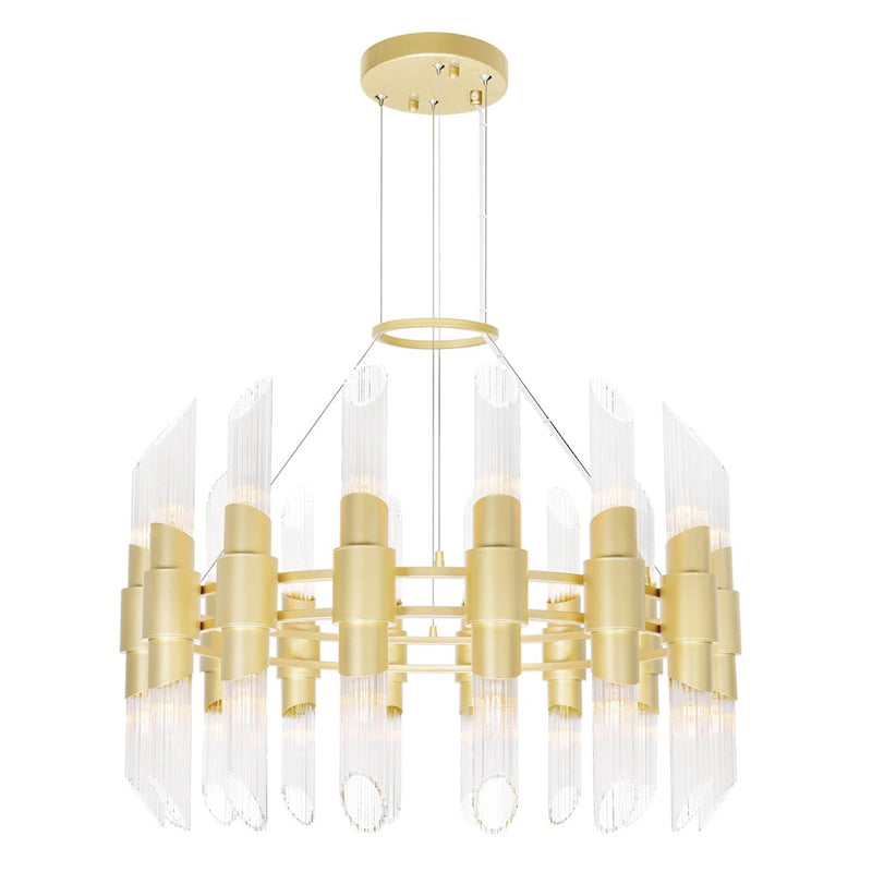 CWI Lighting Croissant 32 Light Chandelier, Satin Gold/Clear
