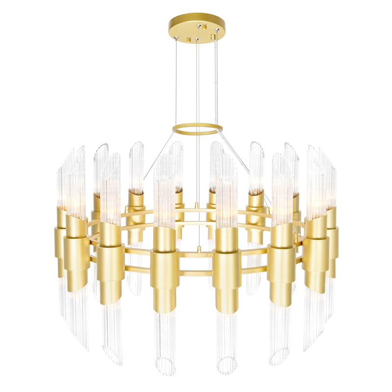CWI Lighting Croissant 32 Light Chandelier, Satin Gold/Clear