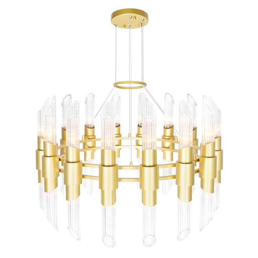 CWI Lighting Croissant 32 Light Chandelier, Satin Gold/Clear