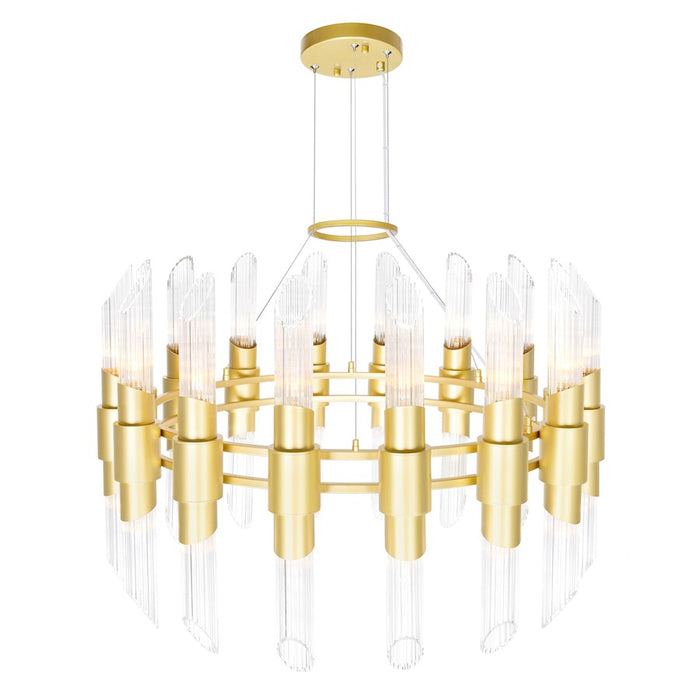 CWI Lighting Croissant 32 Light Chandelier, Satin Gold/Clear