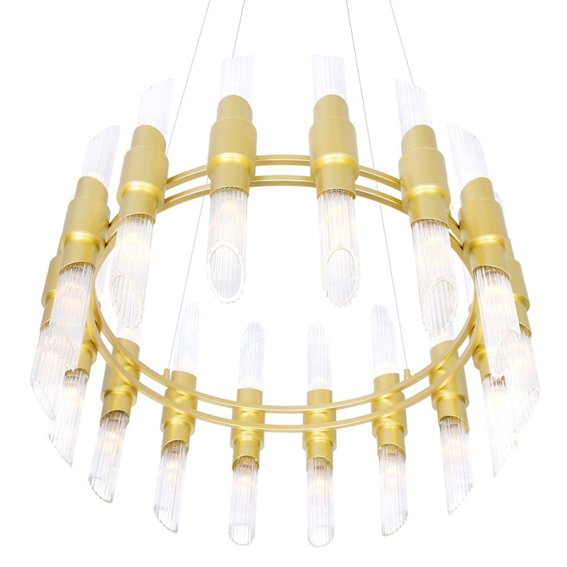 CWI Lighting Croissant 32 Light Chandelier, Satin Gold/Clear
