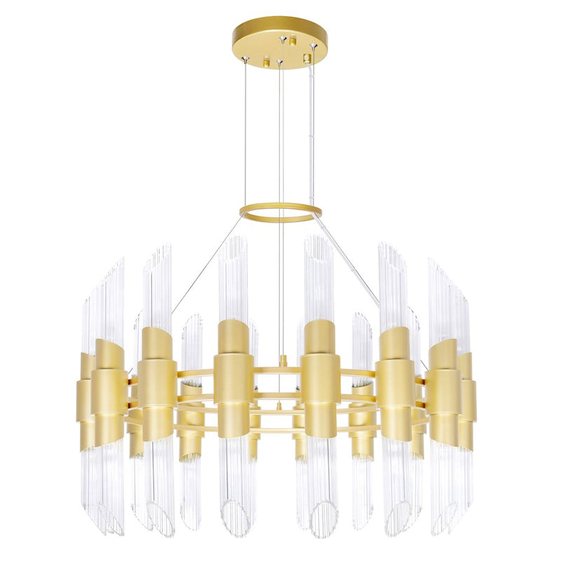 CWI Lighting Croissant 32 Light Chandelier, Satin Gold/Clear
