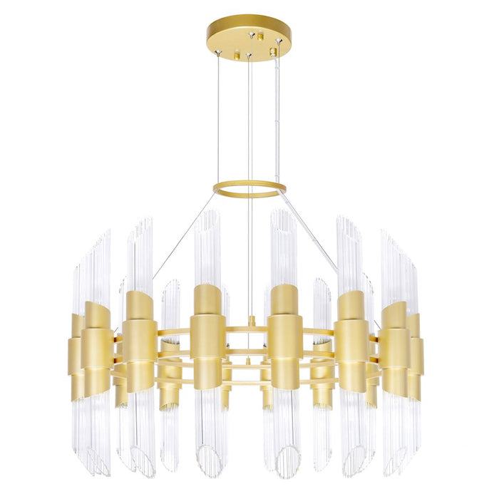 CWI Lighting Croissant 32 Light Chandelier, Satin Gold/Clear