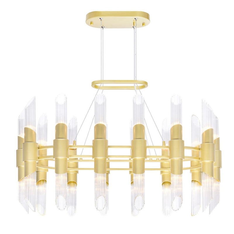 CWI Lighting Croissant 28 Light Chandelier, Satin Gold/Clear