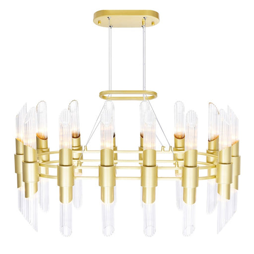 CWI Lighting Croissant 28 Light Chandelier, Satin Gold/Clear