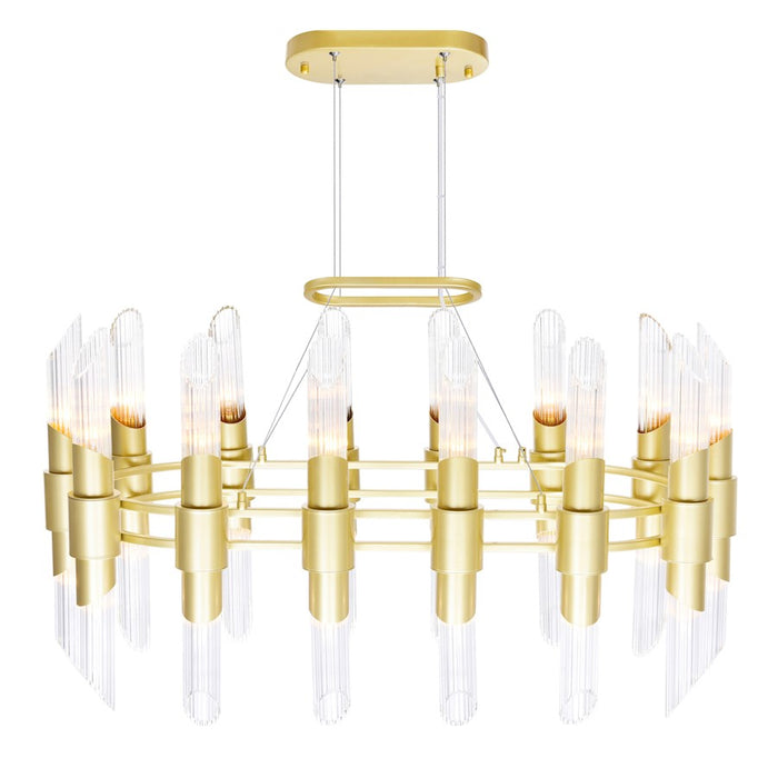 CWI Lighting Croissant 28 Light Chandelier, Satin Gold/Clear
