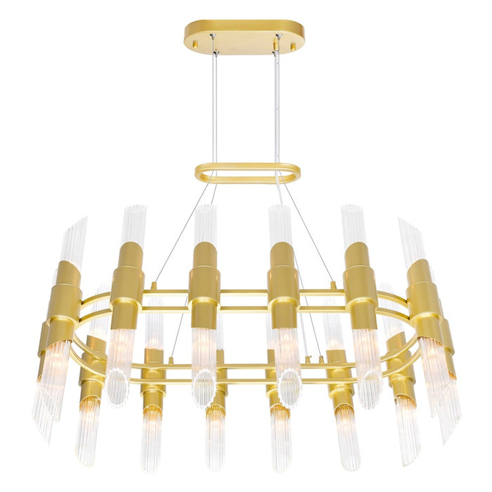 CWI Lighting Croissant 28 Light Chandelier, Satin Gold/Clear