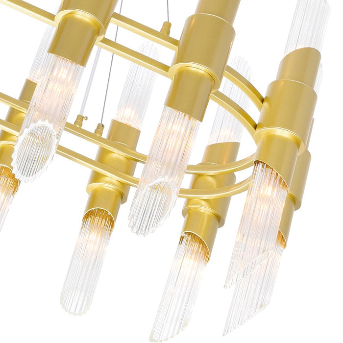 CWI Lighting Croissant 28 Light Chandelier, Satin Gold/Clear