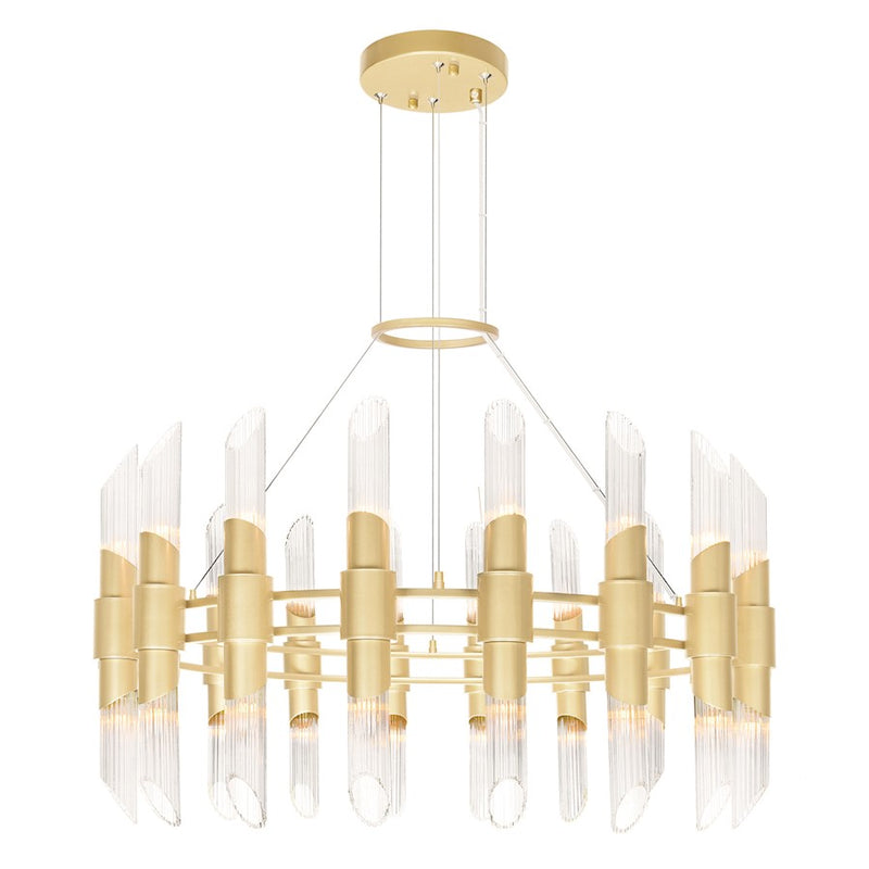 CWI Lighting Croissant 36 Light Chandelier, Satin Gold/Clear