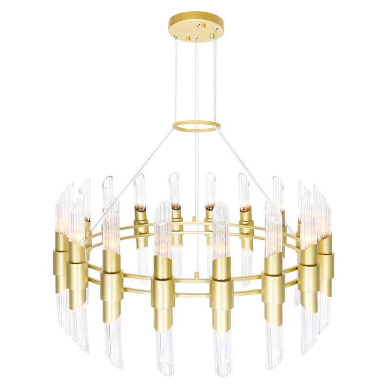CWI Lighting Croissant 36 Light Chandelier, Satin Gold/Clear