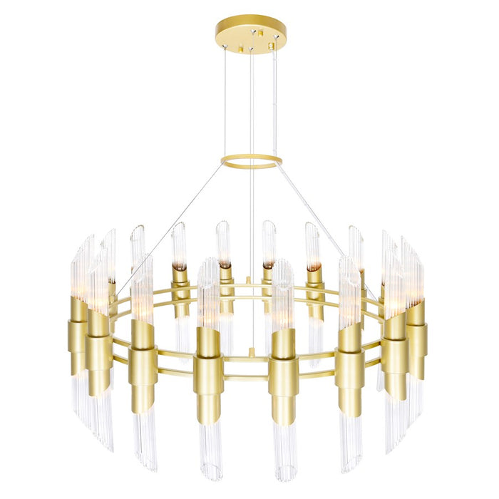 CWI Lighting Croissant 36 Light Chandelier, Satin Gold/Clear