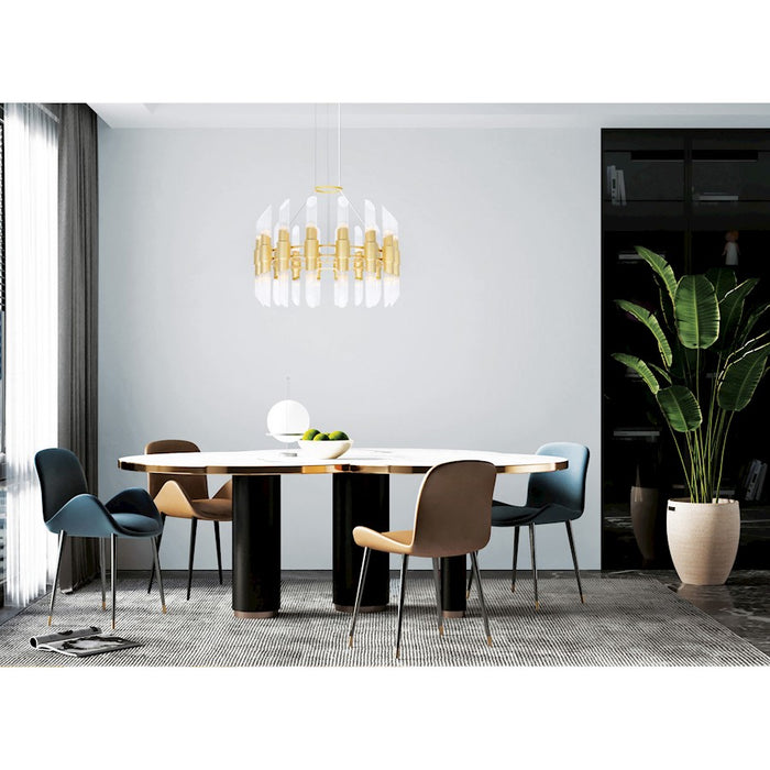 CWI Lighting Croissant 36 Light Chandelier, Satin Gold/Clear