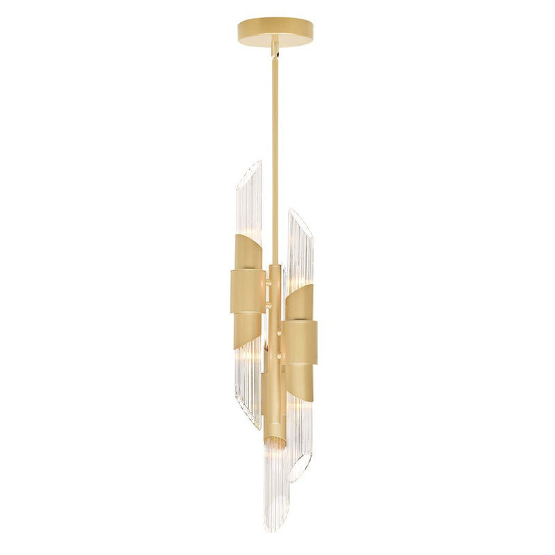 CWI Lighting Croissant 6 Light Pendant, Satin Gold/Clear