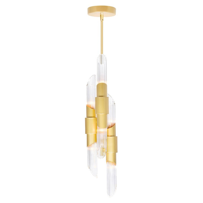 CWI Lighting Croissant 6 Light Pendant, Satin Gold/Clear