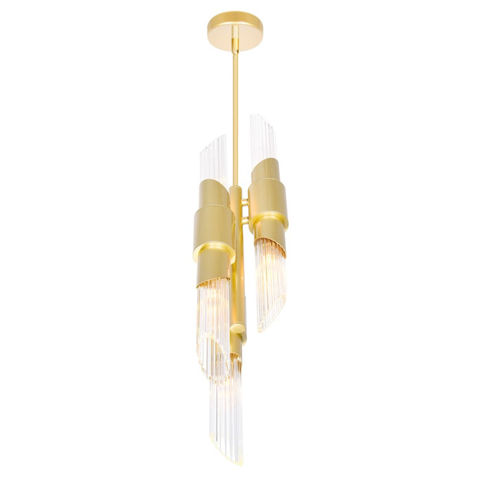 CWI Lighting Croissant 6 Light Pendant, Satin Gold/Clear