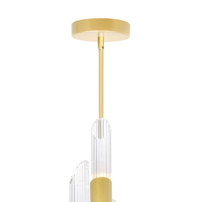 CWI Lighting Croissant 6 Light Pendant, Satin Gold/Clear