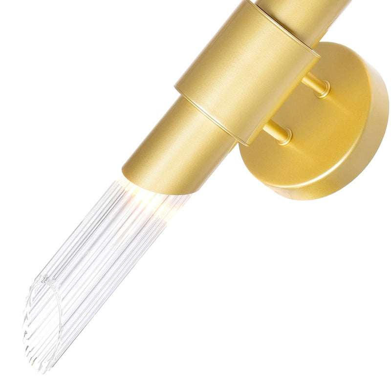 CWI Lighting Croissant 2 Light Wall Sconce, Satin Gold/Clear