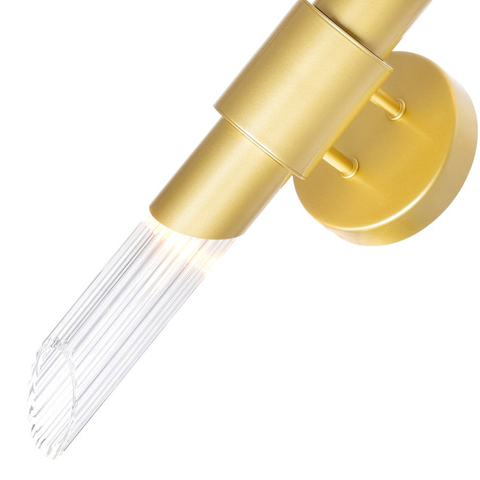 CWI Lighting Croissant 2 Light Wall Sconce, Satin Gold/Clear