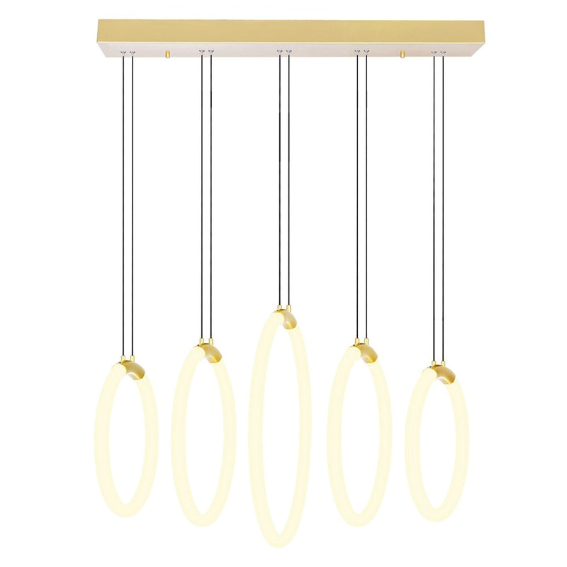 CWI Lighting Hoops 23" Chandelier, Satin Gold