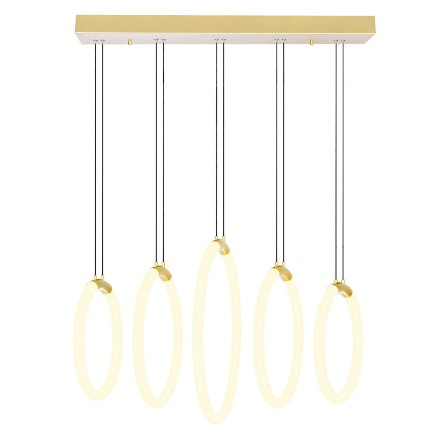 CWI Lighting Hoops 23" Chandelier, Satin Gold - 1273P23-5-602-RC