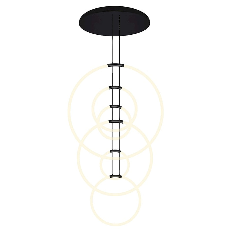 CWI Lighting Hoops 35" Chandelier, Black