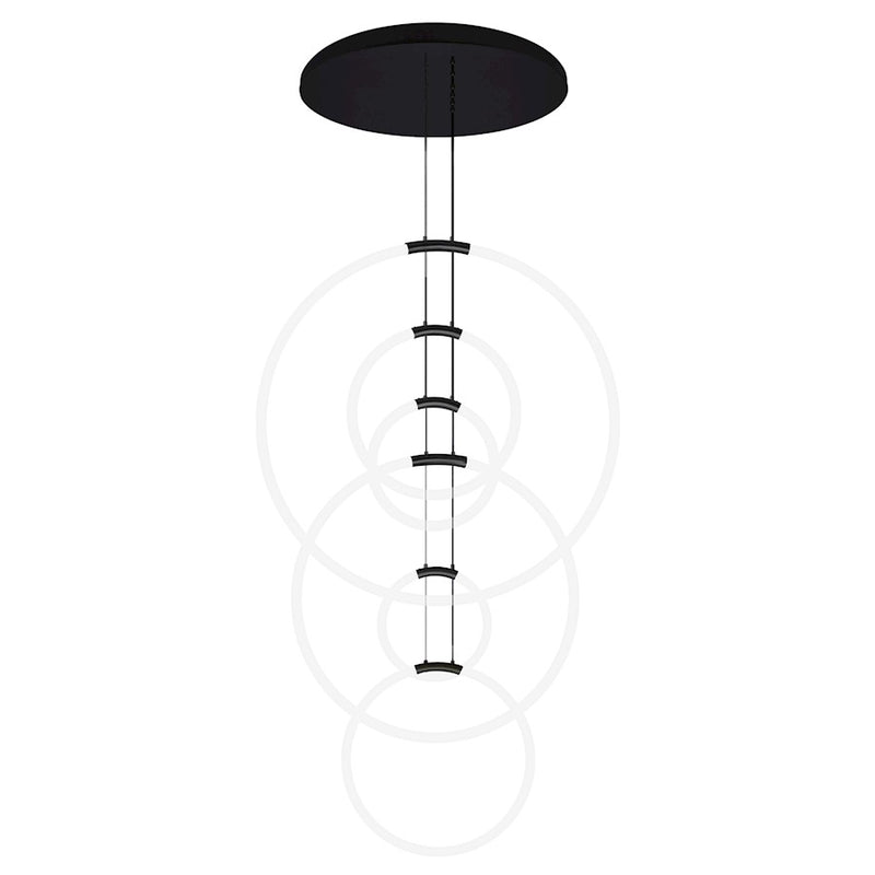 CWI Lighting Hoops 35" Chandelier, Black