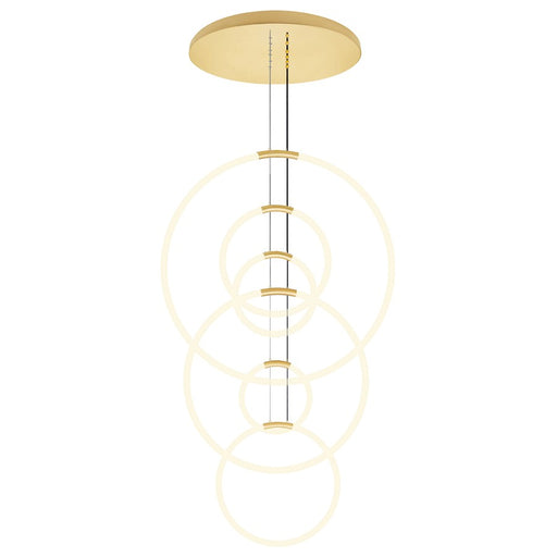 CWI Lighting Hoops 35" Chandelier, Satin Gold - 1273P35-6-602-R