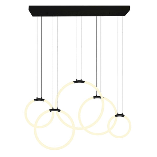 CWI Lighting Hoops 44" Chandelier, Black - 1273P44-5-101-RC