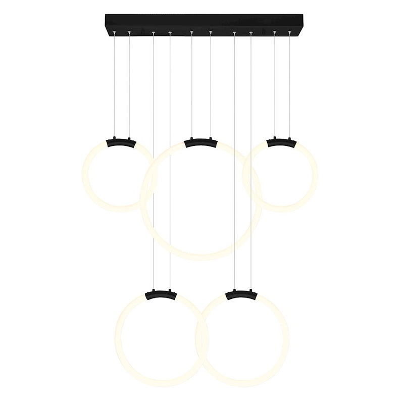 CWI Lighting Hoops 44" Chandelier, Black
