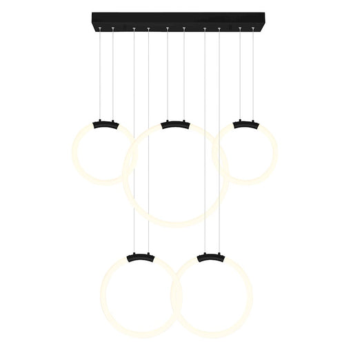 CWI Lighting Hoops 44" Chandelier, Black