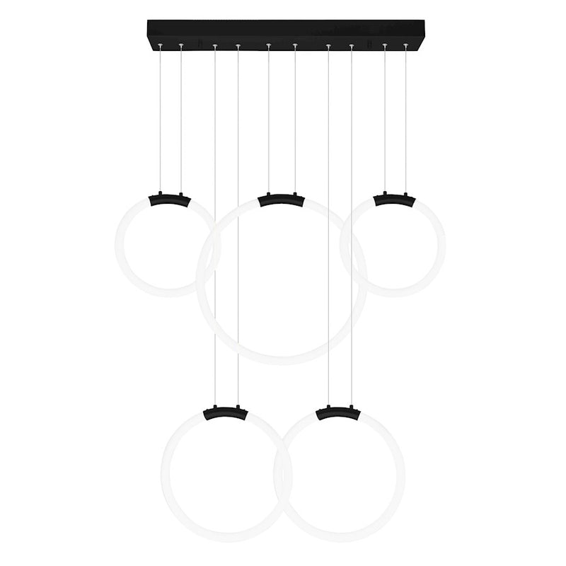 CWI Lighting Hoops 44" Chandelier, Black
