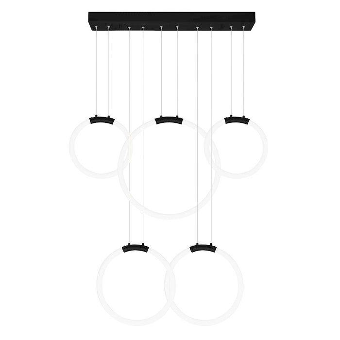 CWI Lighting Hoops 44" Chandelier, Black
