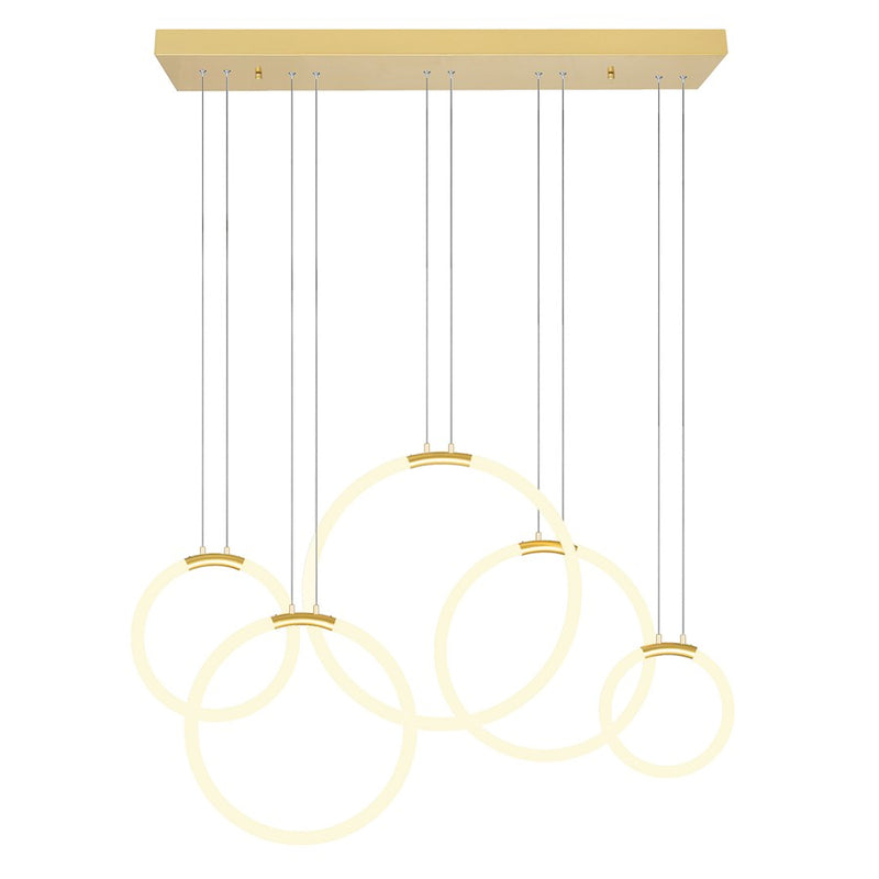 CWI Lighting Hoops 44" Chandelier, Satin Gold