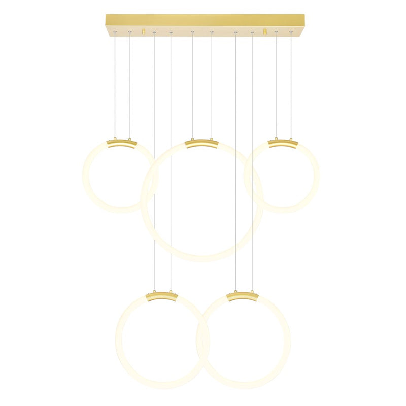 CWI Lighting Hoops 44" Chandelier, Satin Gold
