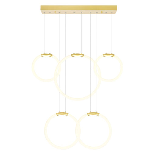 CWI Lighting Hoops 44" Chandelier, Satin Gold